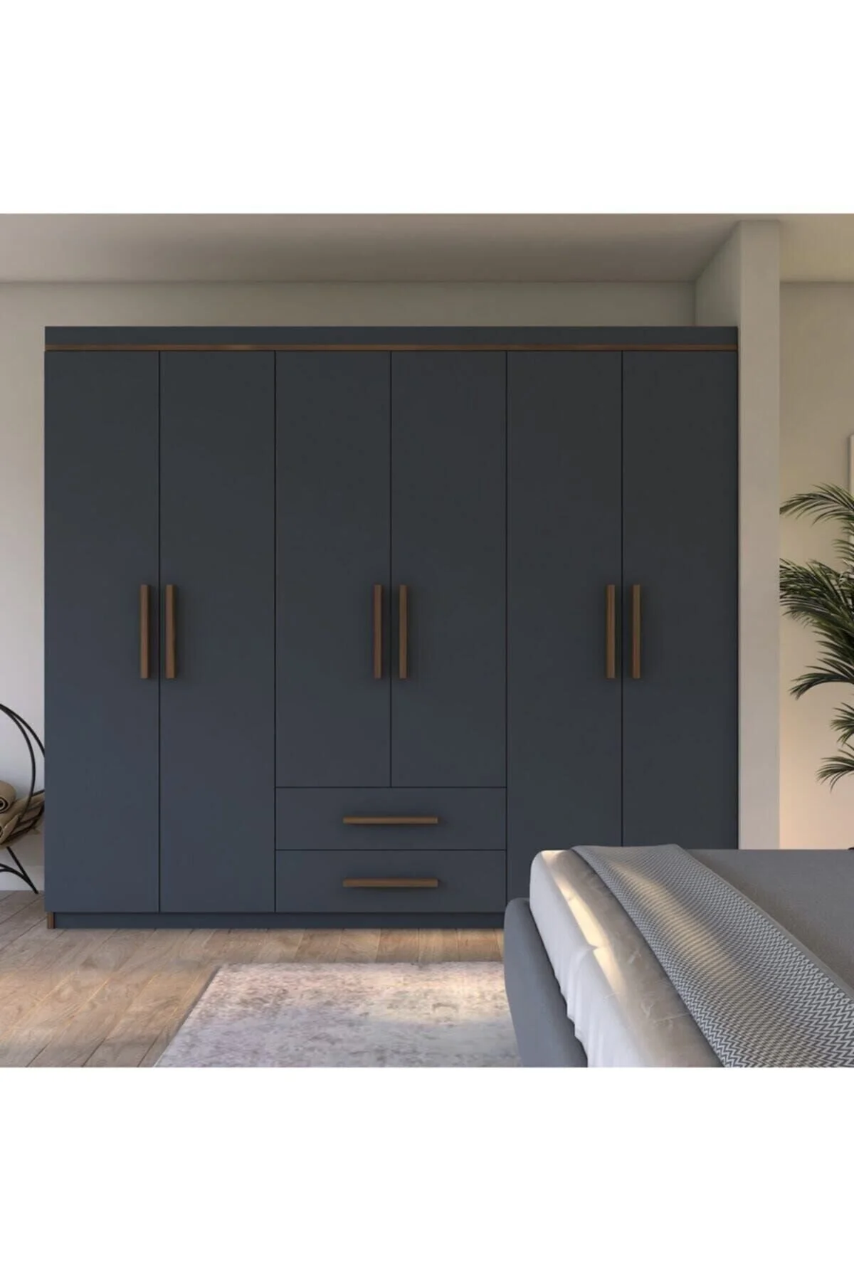 Gm823 Lavinya Lux 6 Kapi 2 Cekmeceli Gardrop Ceviz Antrasit Gri - Kullanıcı yorumları